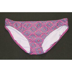 prAna Bikini Bottoms Size Large Pink Blue Geometric Print Swim Bottom